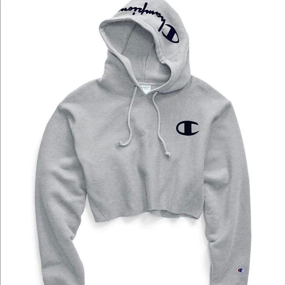 Champion Reverse Weave Raw Cut-off Cropped Pullover/Hoodie